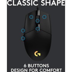 Logitech Gaming Mouse G102 LIGHTSYNC - Optisk, Kabling, Sort - Præcision og Komfort til Gaming 